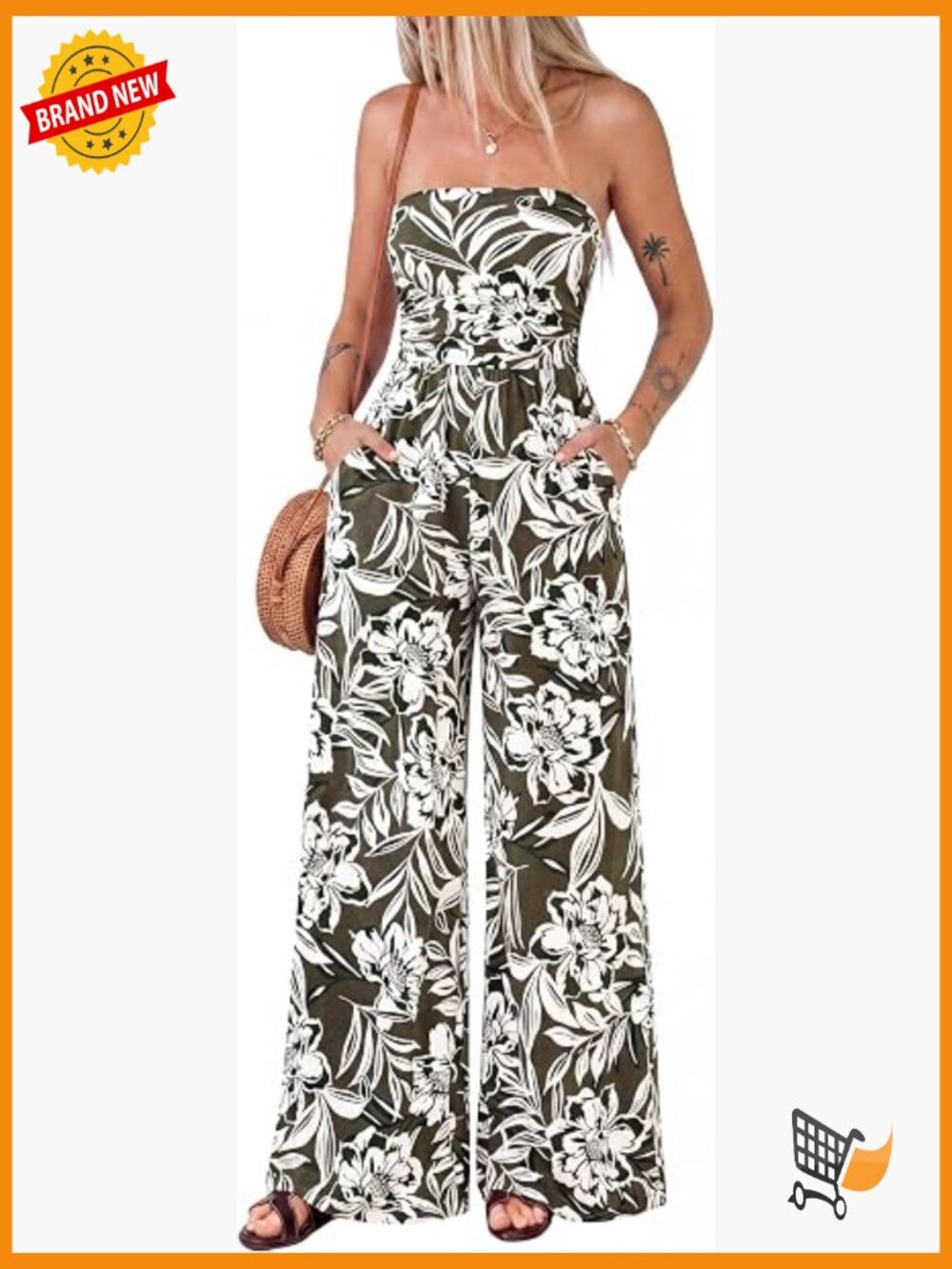 Floral Strapless Wide Leg Jumpsuit Sleeveless Maxi Romper Summer Vacation Outfit